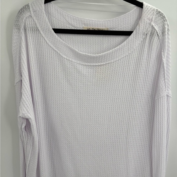 We The Free people Thermal WaffleKnit Oversized White LongSleeve Shirt Medium - Picture 3 of 16